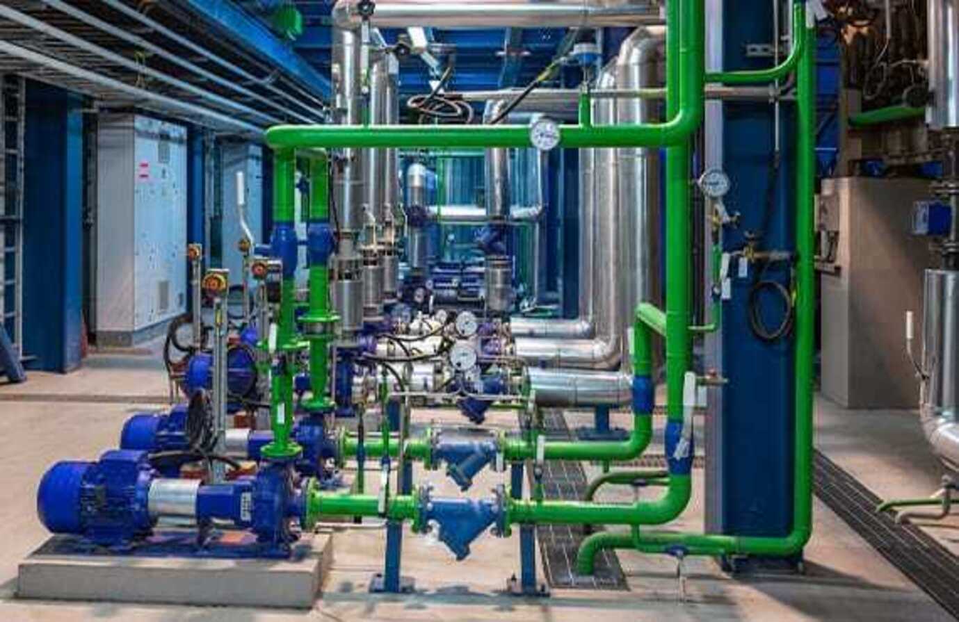Steam boiler water pumps operated by industrial control systems.