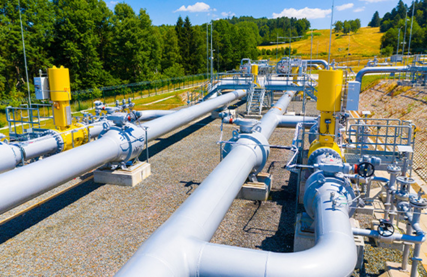 A set of natural gas distribution pipelines.