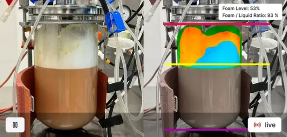 VisionAI HMI displaying foam detection for life sciences