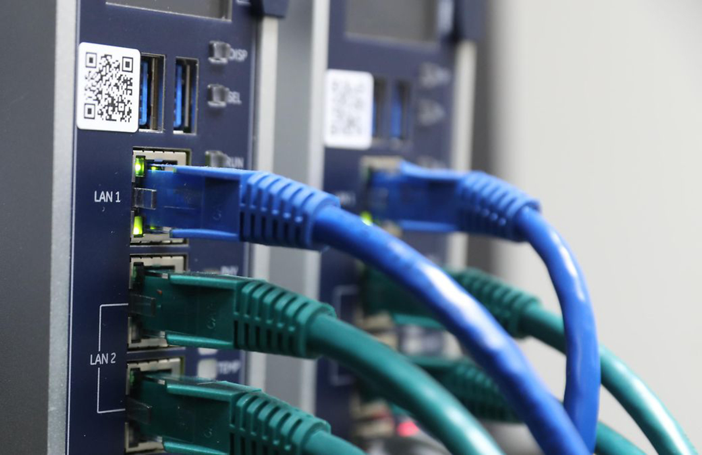 Close up view of an Emerson PLC panel
