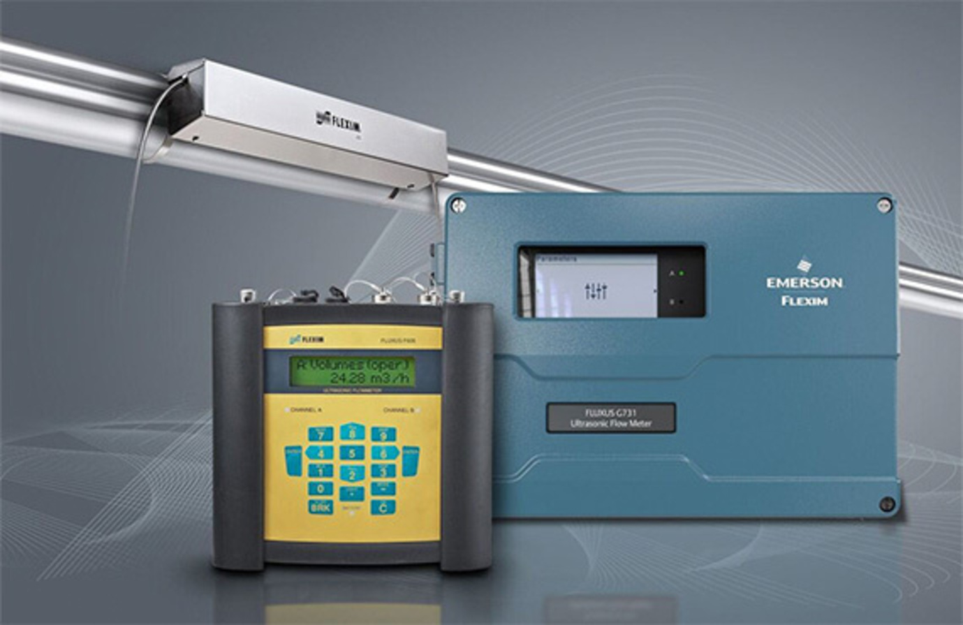 An entire Flexim Flow Meter system