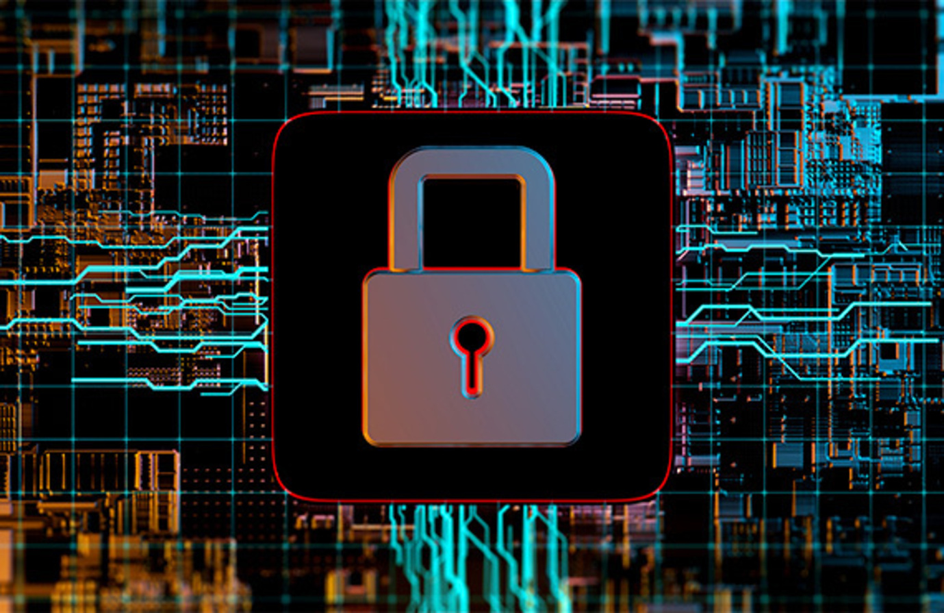 A digital backdrop featuring a padlock, illustrating the importance of cybersecurity in OT/IT convergence.